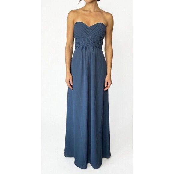 Christina Wu Celebration Dresses & Skirts - Christina Wu Celebration Navy Chiffon Bridesmaid Dress Size 6 Strapless BM39 NWT